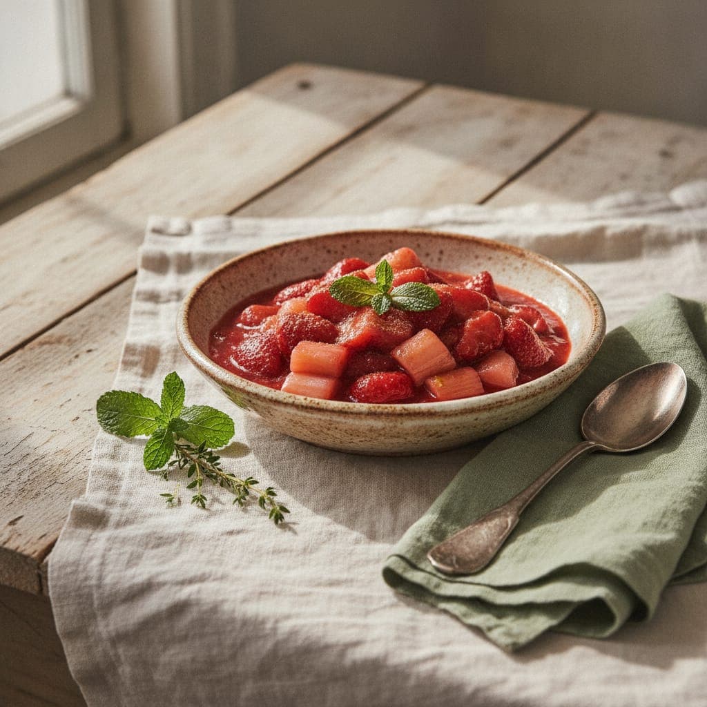 Rhabarber in Erdbeersauce